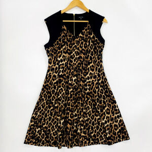 Spense Dress Women's Size 10 Black Animal Cheetah Print A Line Sleeveless Career
